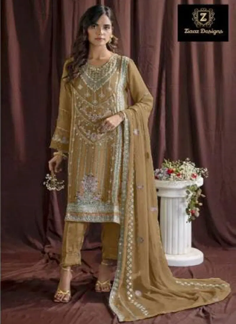 440 B Ziaaz Designs Embroidery Georgette Pakistani Suits Wholesale Market In Surat Catalog